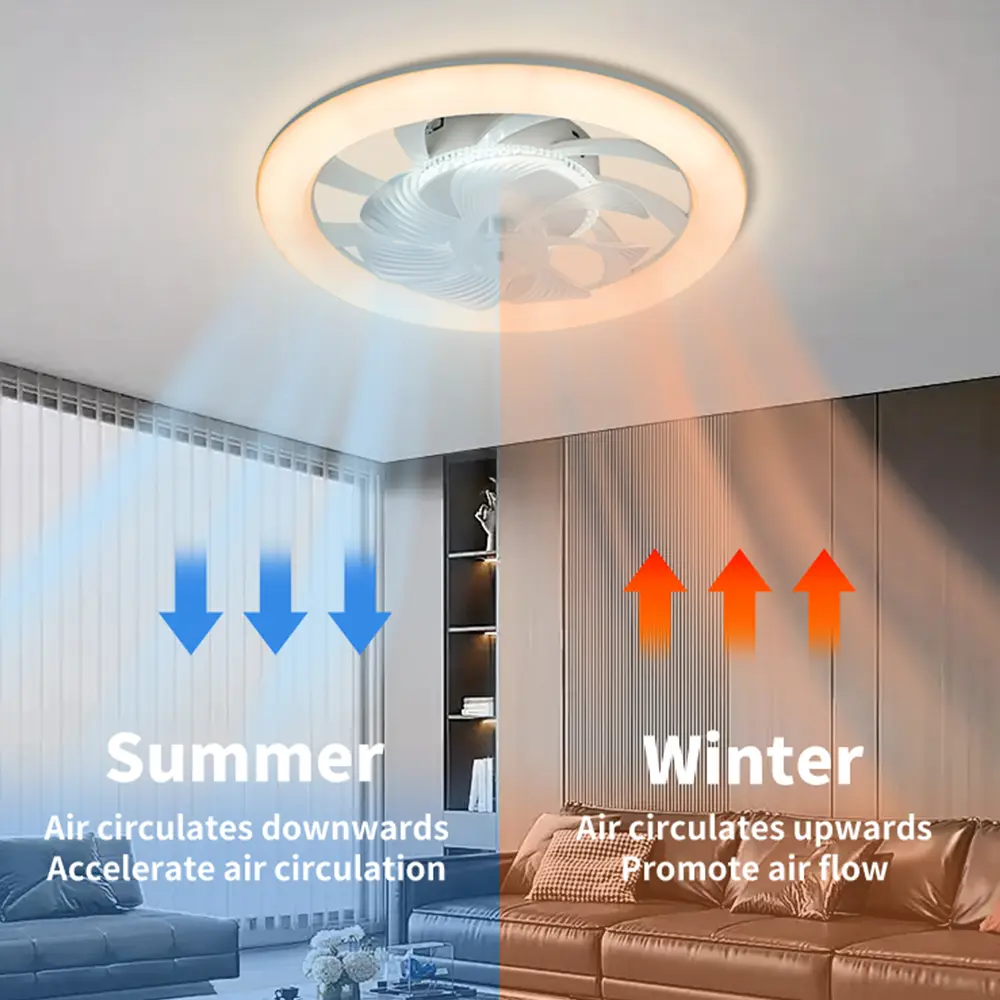 Intelligent LED Ceiling Fan Light, Remote Unlimited Dimming, Silent, Bedroom, Dining Room, Indoor Lighting Ceiling Light