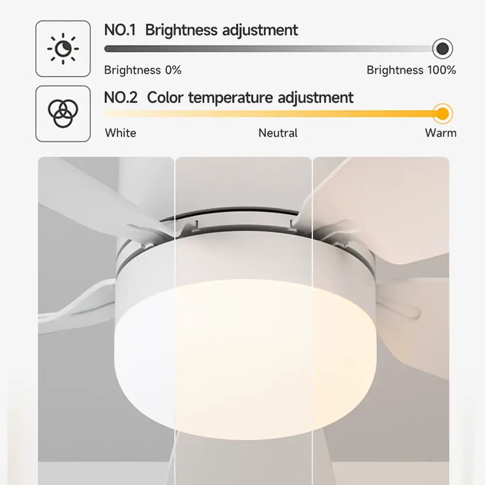 Socket Ceiling Fan with Light and Remote Control, LED Light, 3 Colors E26/27 Bulb Screws, Bedroom, Kitchen, Living Room Garage