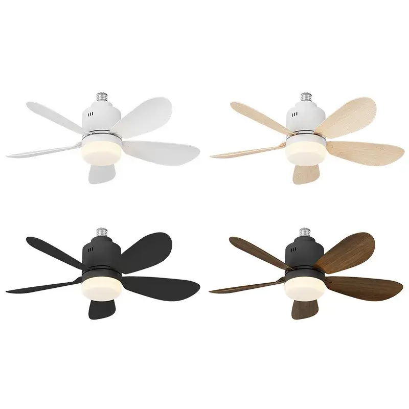 Socket Ceiling Fan with Light and Remote Control, LED Light, 3 Colors E26/27 Bulb Screws, Bedroom, Kitchen, Living Room Garage