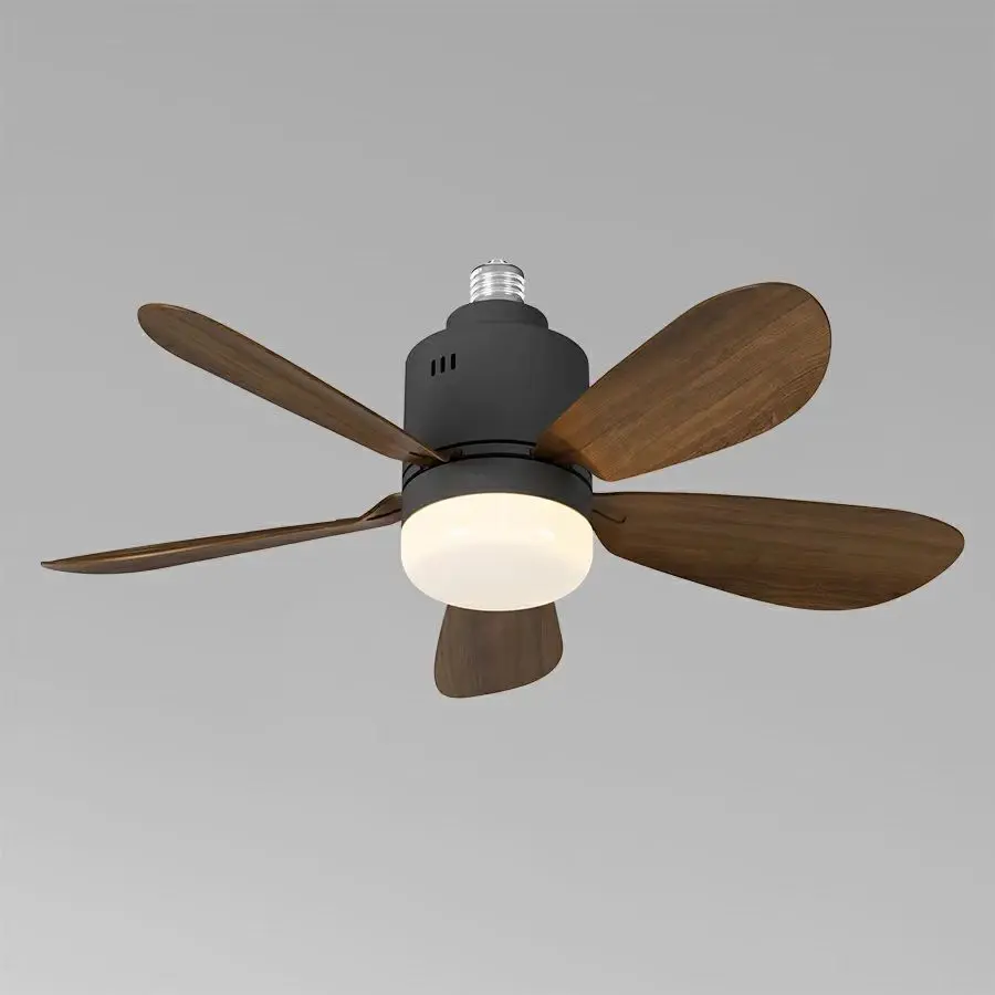 Socket Ceiling Fan with Light and Remote Control, LED Light, 3 Colors E26/27 Bulb Screws, Bedroom, Kitchen, Living Room Garage