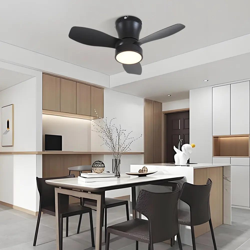 Ceiling Small Three-leaf Ceiling Fan Light with Remote Control and Lighting Bedroom Dining Room Kitchen Silent LED Fan Light