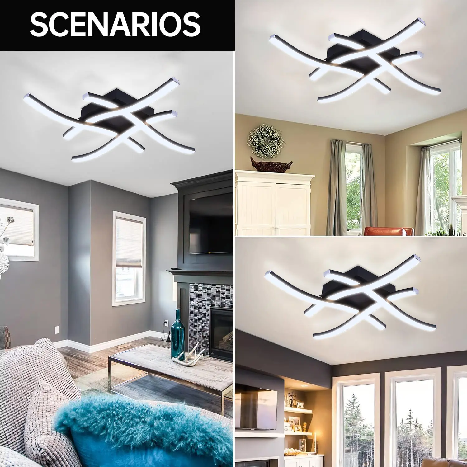 New Modern Art Ceiling Pendant with Tri Color Light, Modern Light, Living Room, Dining Room, Bedroom, Corridor Lighting Pendant