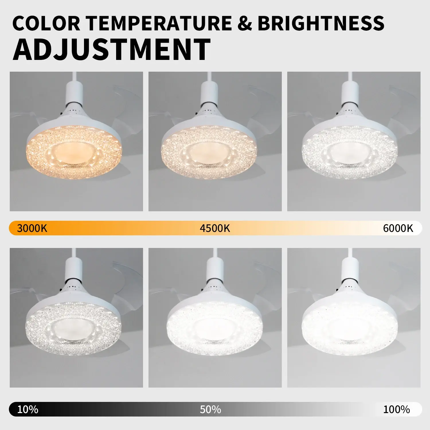 E27/26 Socket Fan Light, 4-speed, 3-color, Spiral Ceiling Fan with Remote Control, for Living Room, Bedroom, Kitchen, Light