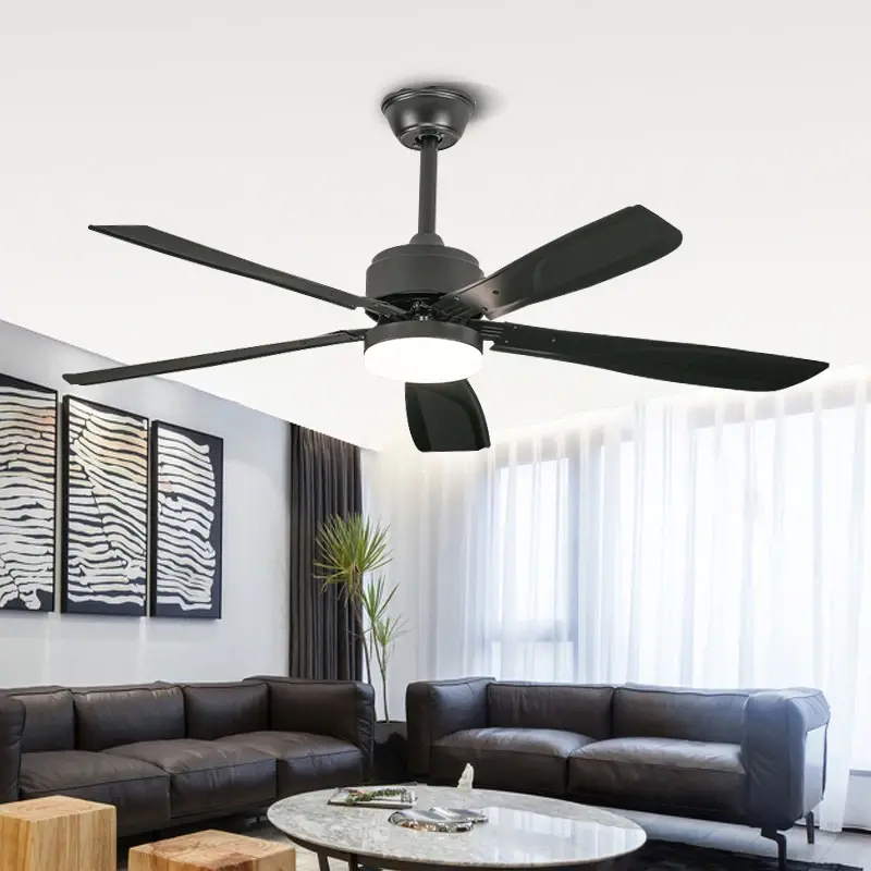 Nordic Retro Dining Room Living Room Fan Light Five-leaf Three-color Frequency Conversion Large Wind Silent Ceiling Fan Light