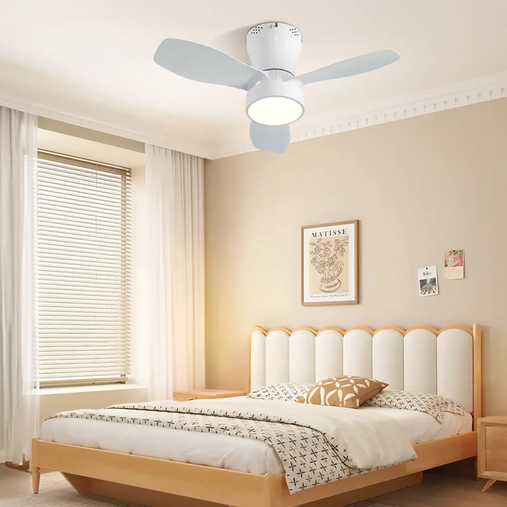 Ceiling Small Three-leaf Ceiling Fan Light with Remote Control and Lighting Bedroom Dining Room Kitchen Silent LED Fan Light