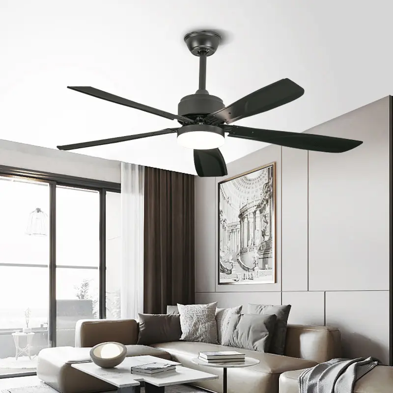 Nordic Retro Dining Room Living Room Fan Light Five-leaf Three-color Frequency Conversion Large Wind Silent Ceiling Fan Light