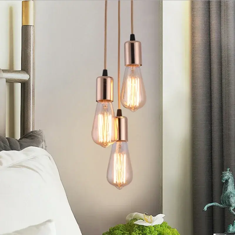 LED Linear Pendant Lights E27 90-260v Bedroom Living Room Decoration Hanging Lamp Restaurant Bar Cafe Indoor Lighting Fixtures