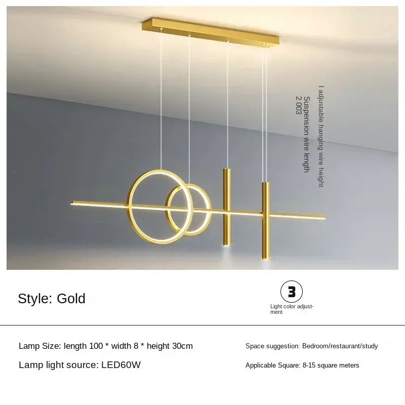 LED Linear Pendant Light, Tri Color Light, Minimalist Bar Shaped Spotlight Designed By Restaurant Table and Bar Designers