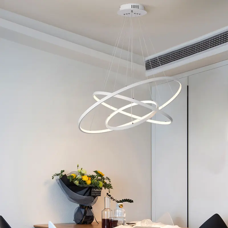 Moderne Minimalistische Eetkamer LED Kroonluchter Ring Kunst Woonkamer Slaapkamer Eetkamer Plafond Huis Binnenverlichting Lampen