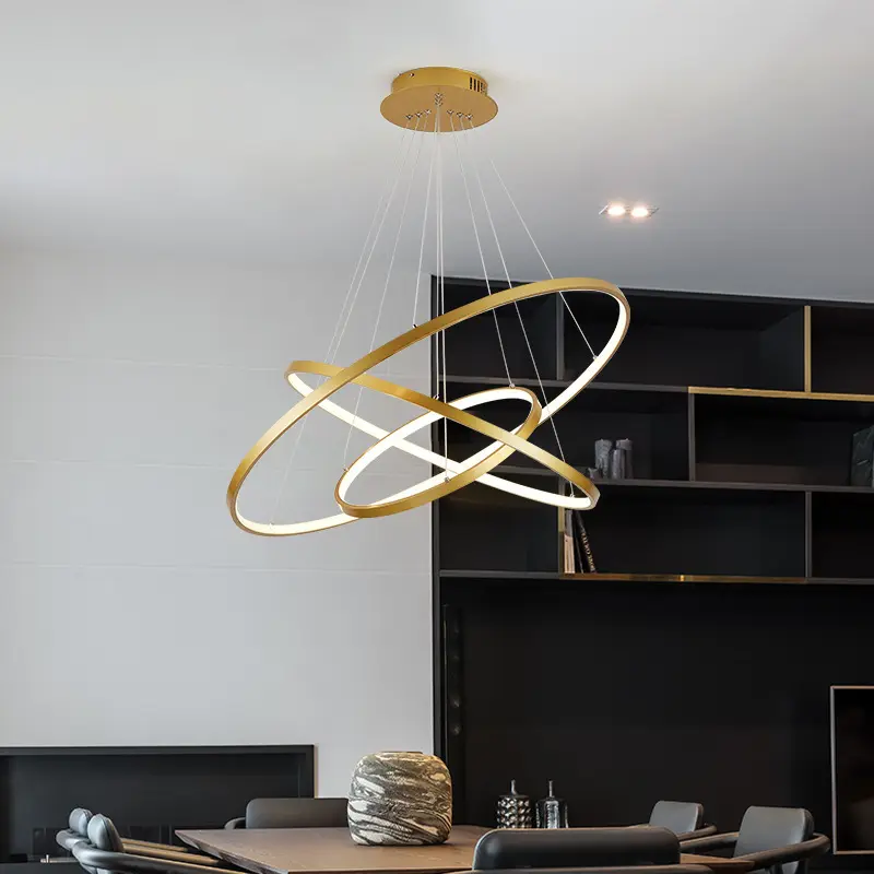 Moderne Minimalistische Eetkamer LED Kroonluchter Ring Kunst Woonkamer Slaapkamer Eetkamer Plafond Huis Binnenverlichting Lampen