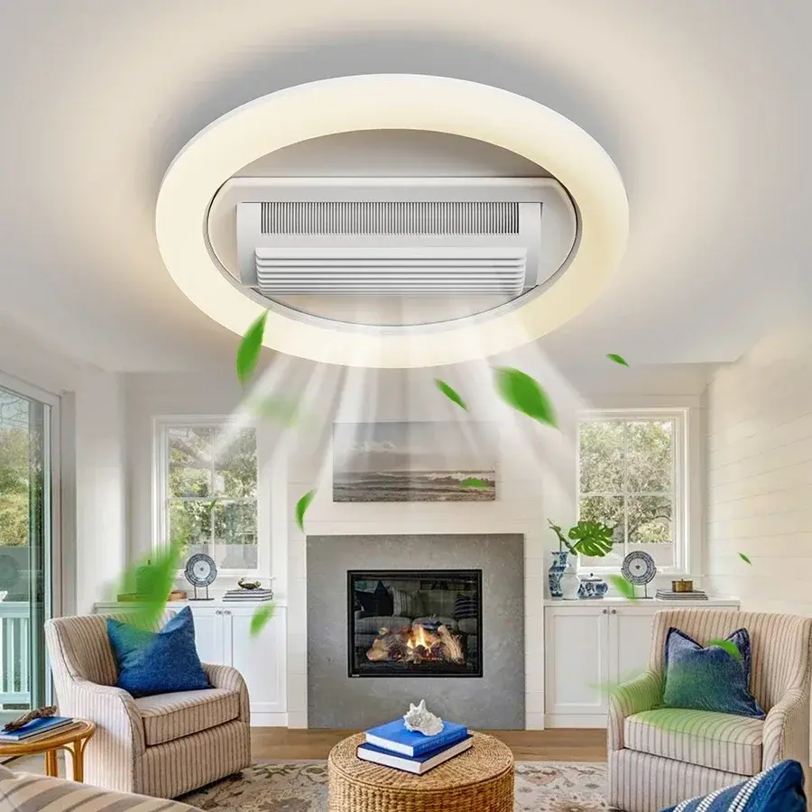 Bladeless Ceiling Light Bedroom Living Room with Lighting Remote Control Modern Fan Lighting Living Room Bedroom LED Ceiling Fan