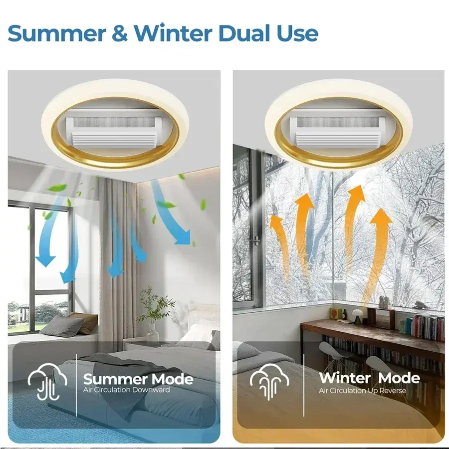 Bladeless Ceiling Light Bedroom Living Room with Lighting Remote Control Modern Fan Lighting Living Room Bedroom LED Ceiling Fan