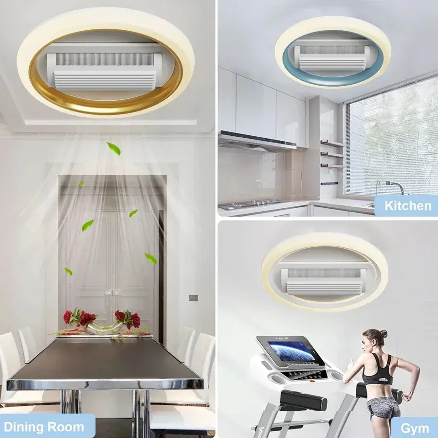 Bladeless Ceiling Light Bedroom Living Room with Lighting Remote Control Modern Fan Lighting Living Room Bedroom LED Ceiling Fan