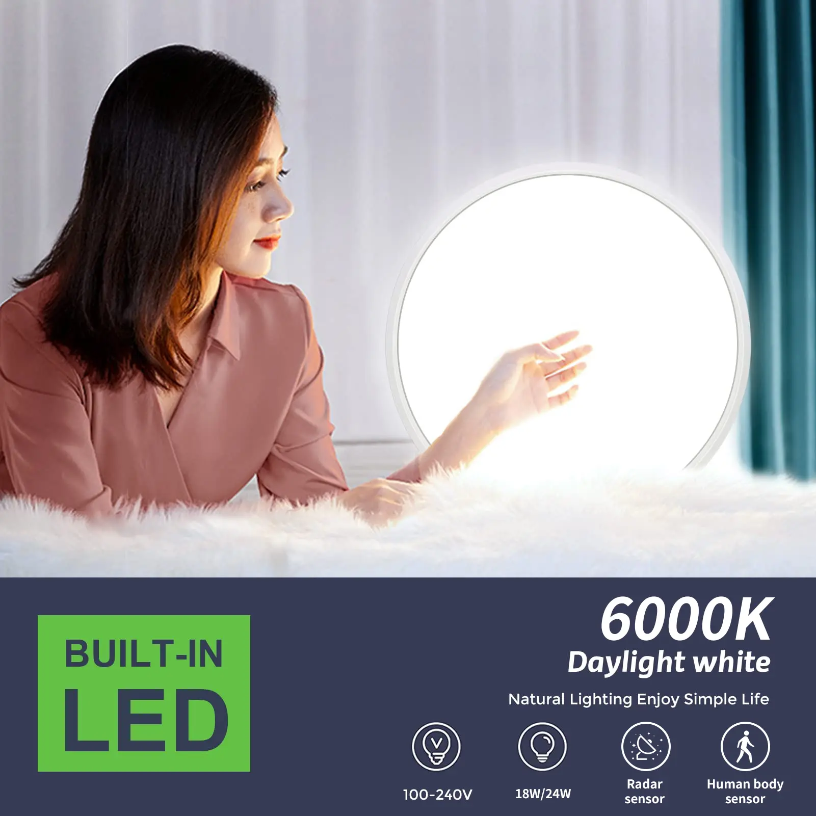 Modern Led Radar Induction Ceiling Lamp Simple Design Ultra-thin Round Balcony Corridor Corridor Lamp Ceiling Ceiling Lamp