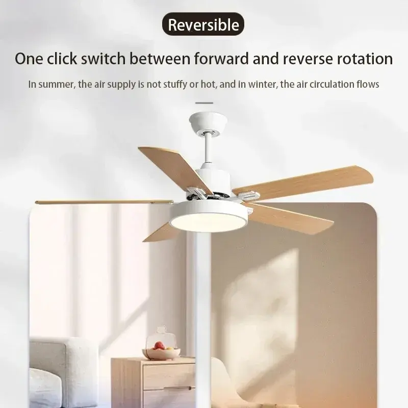 52 Inch Ceiling Fan with Light, Remote Control, Living Room, Dining Room Bedroom, Silent Indoor Lighting Fan with Remote Control