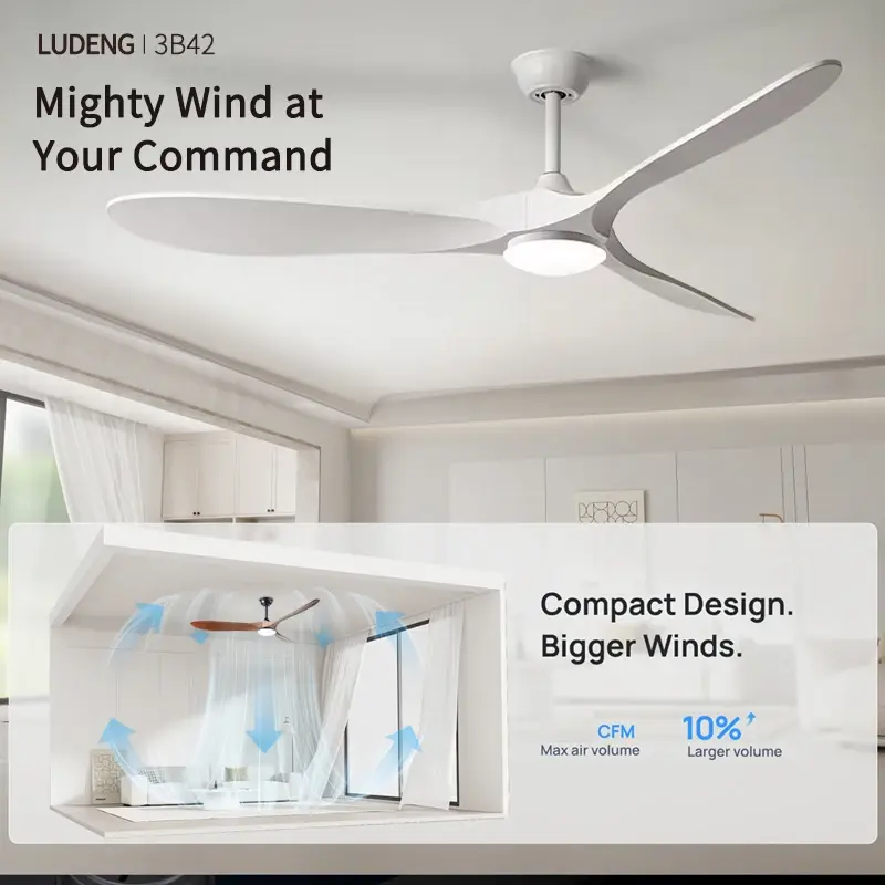 Low Floor Modern Ceiling Fan with Light 42 Inch DC Motor Reversible Blade Remote Control LED Fan Indoor Lighting Decoration