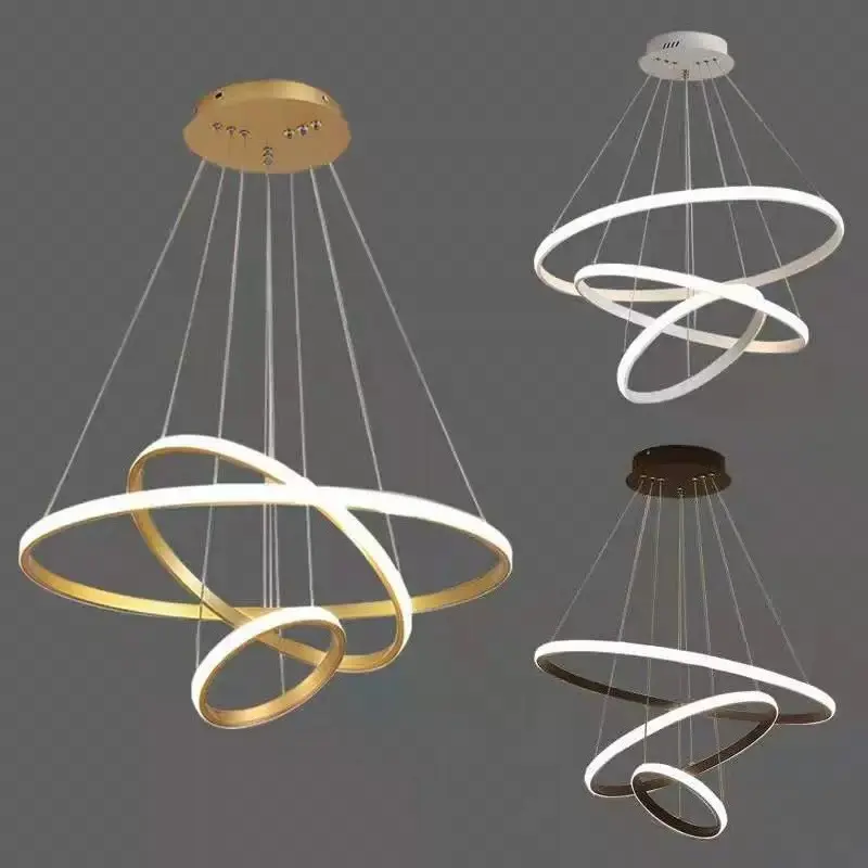 Nordic Modern Living Room Dining Room LED Ring Chandelier Creative Round Ceiling Decoration Ceiling Lamp Home Lighting Lamps