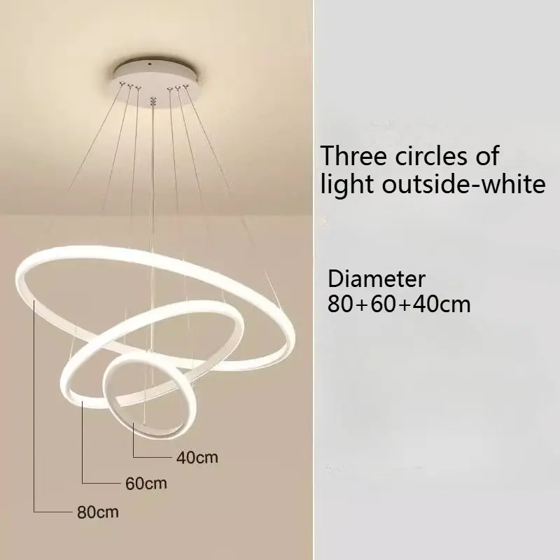 Nordic Modern Living Room Dining Room LED Ring Chandelier Creative Round Ceiling Decoration Ceiling Lamp Home Lighting Lamps