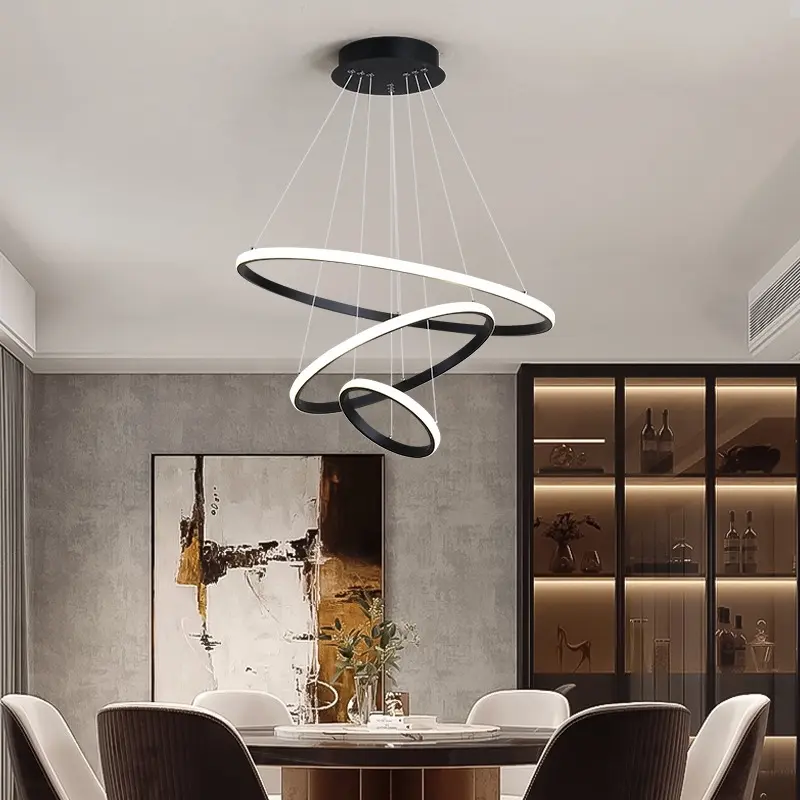 Nordic Modern Living Room Dining Room LED Ring Chandelier Creative Round Ceiling Decoration Ceiling Lamp Home Lighting Lamps