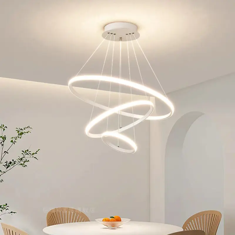 Nordic Modern Living Room Dining Room LED Ring Chandelier Creative Round Ceiling Decoration Ceiling Lamp Home Lighting Lamps