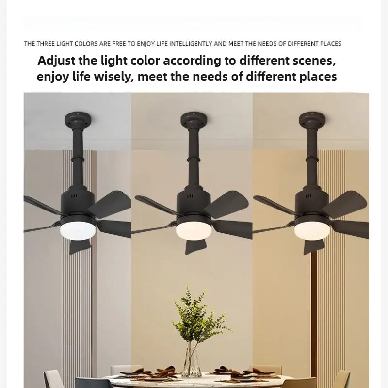 Modern E27 Fan Light Detachable LED Ceiling Fan Light Living Room Dining Room Remote Control 4 Wind Speed Dimming Ceiling Fan