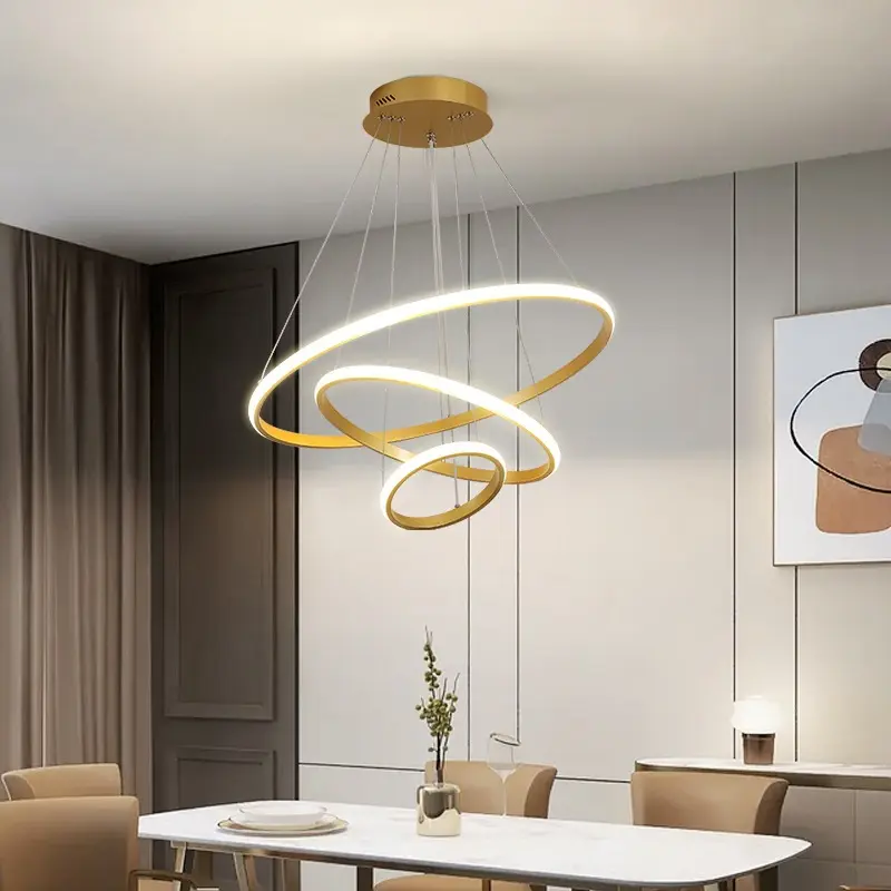 Nordic Modern Living Room Dining Room LED Ring Chandelier Creative Round Ceiling Decoration Ceiling Lamp Home Lighting Lamps