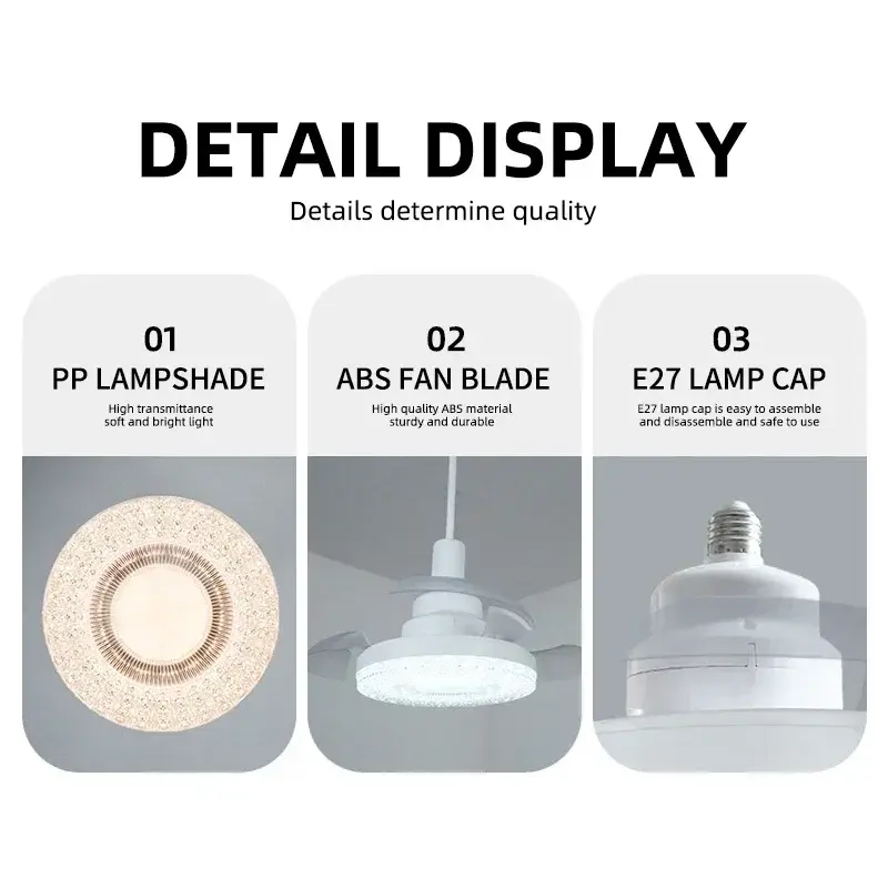Kitchen E27 Lighting 2-in-1 Ceiling Fan with Remote Control LED 3 Adjustable Lighting Fixtures Lighting Base Bedroom Living Room