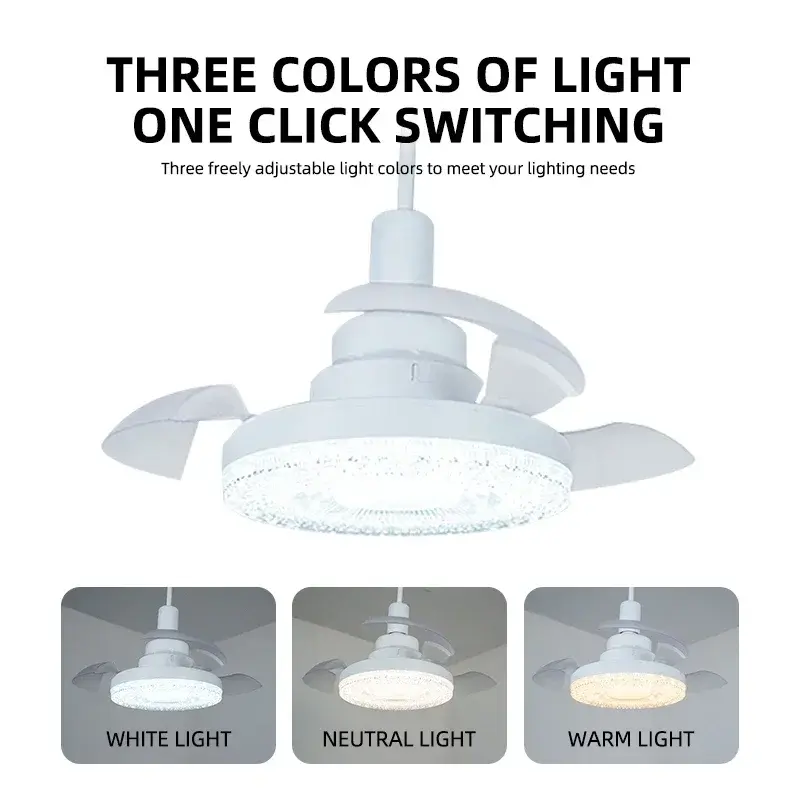 Kitchen E27 Lighting 2-in-1 Ceiling Fan with Remote Control LED 3 Adjustable Lighting Fixtures Lighting Base Bedroom Living Room