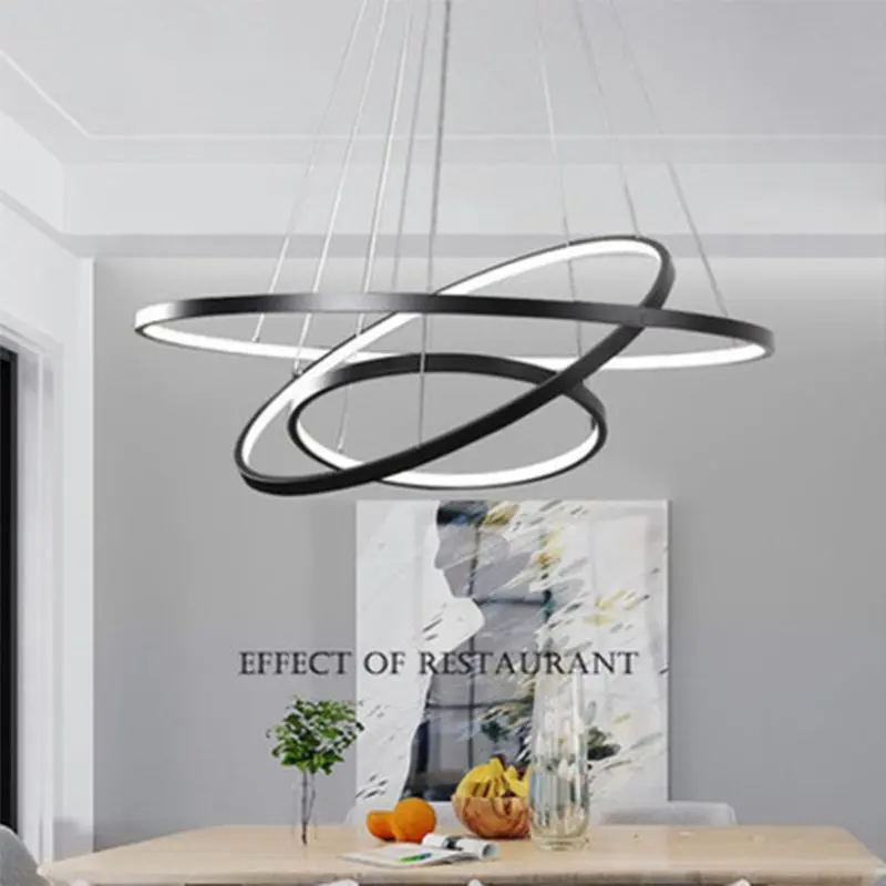 Nordic Minimalistische LED Kroonluchter Ring Creatieve Eetkamer Woonkamer Plafond Kroonluchter Huis Binnenverlichting Lampen