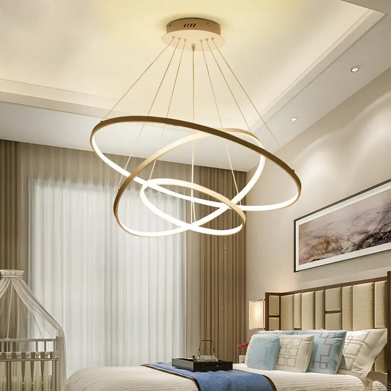 Nordic Minimalistische LED Kroonluchter Ring Creatieve Eetkamer Woonkamer Plafond Kroonluchter Huis Binnenverlichting Lampen