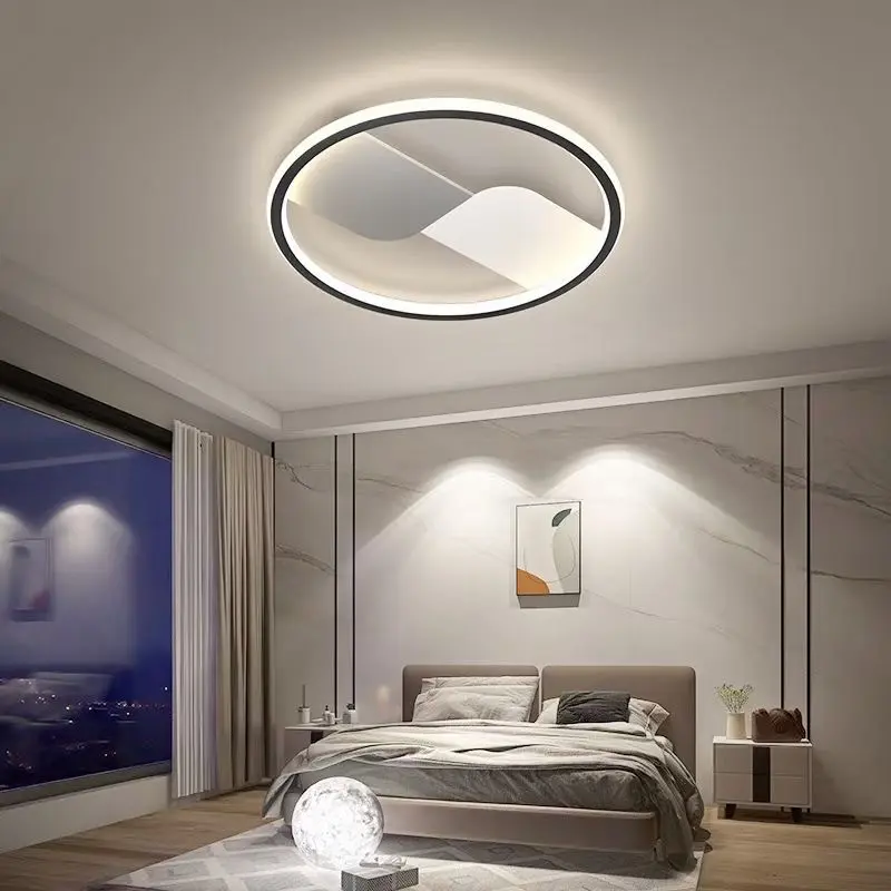 Nordic Minimalist Bedroom Living Room Ceiling Light Circular Creative LED Ceiling Light, Living Room Bedroom Decorative Lighting