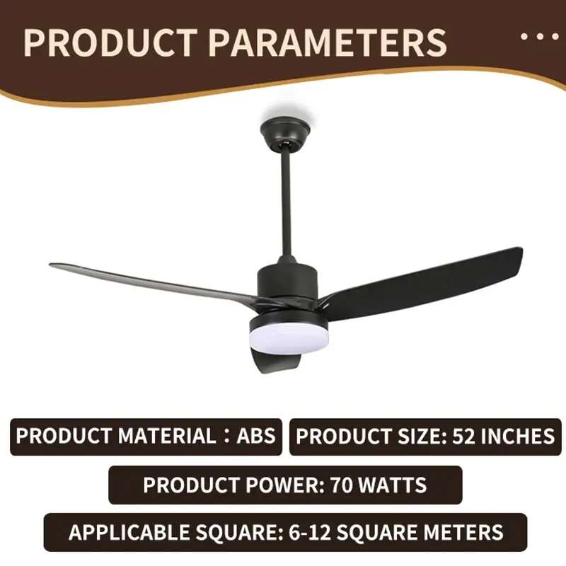 Retro Fan Light Living Room Dining Room Bedroom with Remote Control Reversible DC Motor Integrated LED Ceiling Fan Light