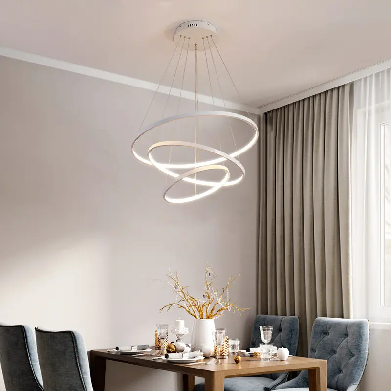 Nordic Minimalistische LED Kroonluchter Ring Creatieve Eetkamer Woonkamer Plafond Kroonluchter Huis Binnenverlichting Lampen