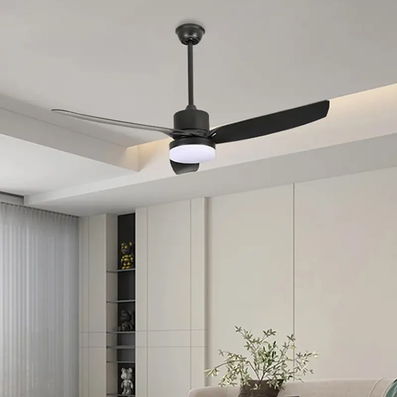 Retro Fan Light Living Room Dining Room Bedroom with Remote Control Reversible DC Motor Integrated LED Ceiling Fan Light