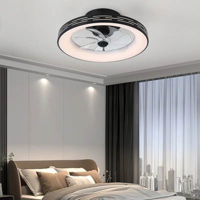 Embedded Black Ceiling Fan with Light, Remote Control, 6-speed Reversible, 3CCT, Dimmable, Noise Free, Living Room, Bedroom,