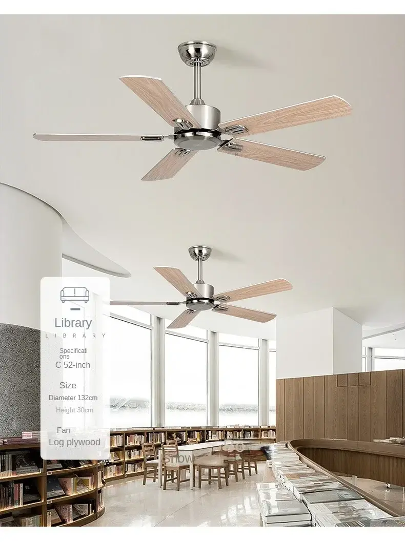 New Silent Industrial Retro Ceiling Fan, Dining Room, Living Room with Remote Control, Commercial Lightless Pendant Light