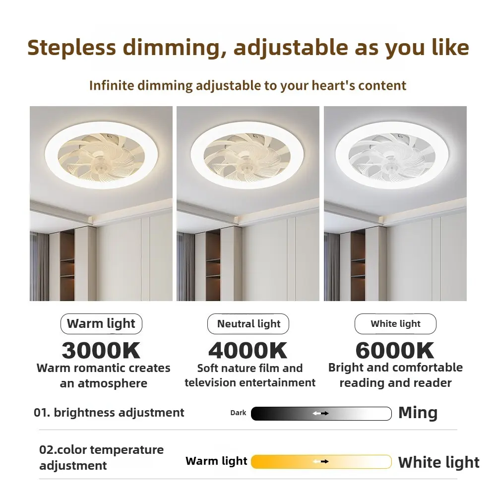 48cm Ceiling LED Ceiling Fan Light, APP Program, Remote Control Unlimited Dimming, Living Room and Bedroom Ceiling Fan Light