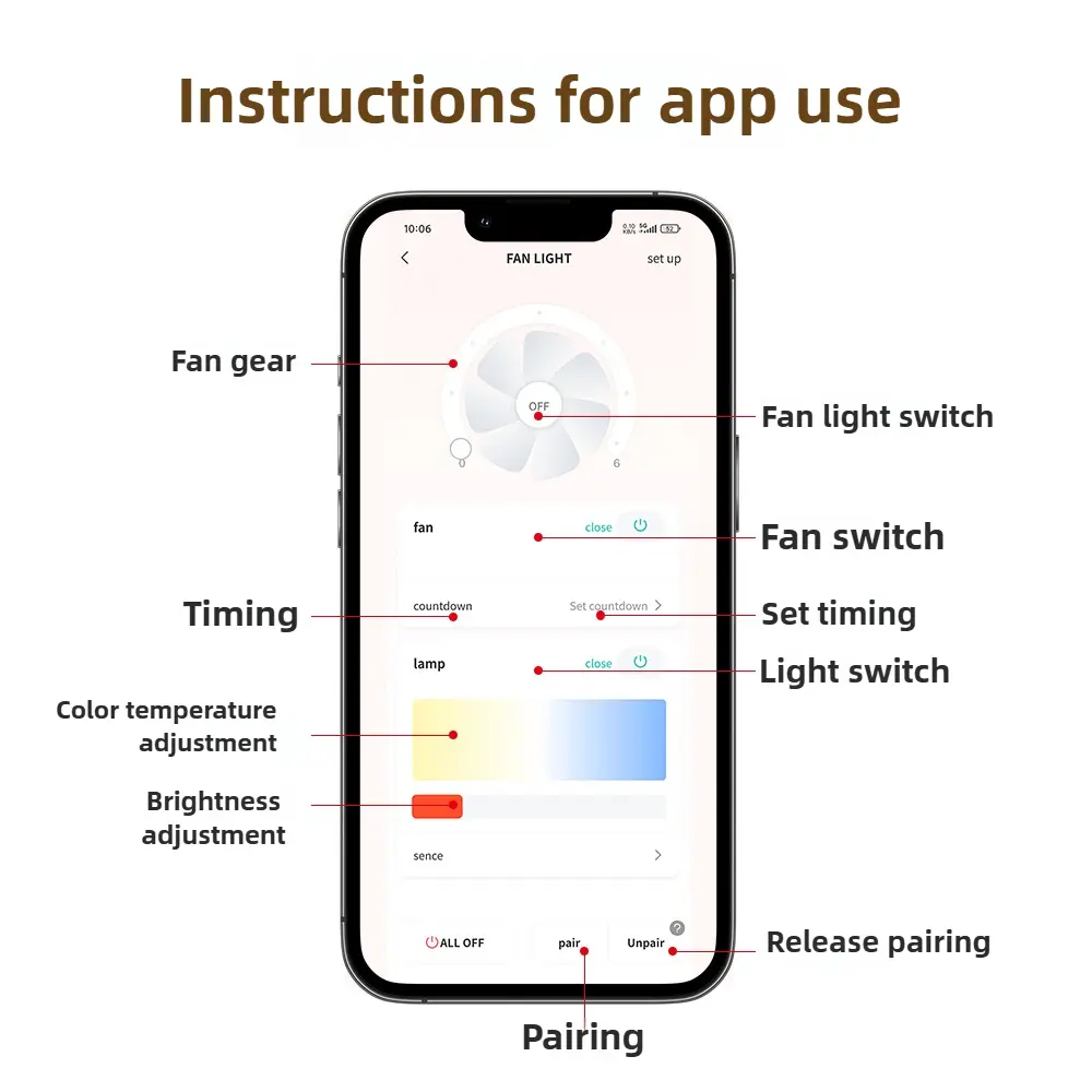 48cm Ceiling LED Ceiling Fan Light, APP Program, Remote Control Unlimited Dimming, Living Room and Bedroom Ceiling Fan Light
