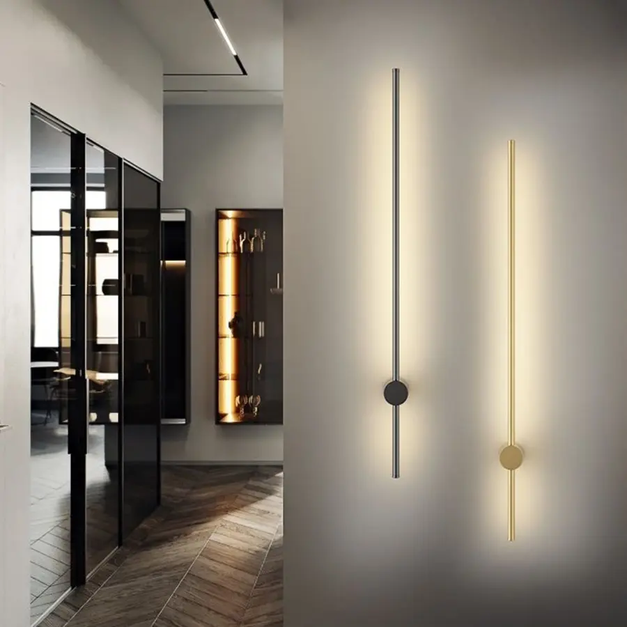 LED black/gold minimalist long strip wall lamp background wall/living room/guest room/decorative warm light 3000K 110V-220V