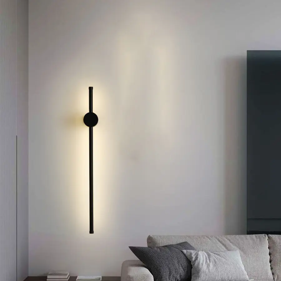 LED black/gold minimalist long strip wall lamp background wall/living room/guest room/decorative warm light 3000K 110V-220V