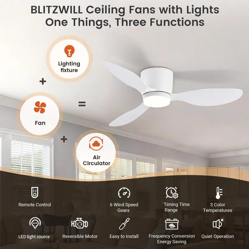 LED Ceiling Mounted Living Room Fan Light, Dining Room Decorative Ceiling Fan, 6-speed Wind Speed, Household Electric Fan Light