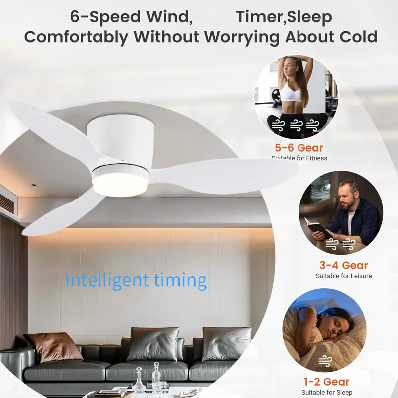 LED Ceiling Mounted Living Room Fan Light, Dining Room Decorative Ceiling Fan, 6-speed Wind Speed, Household Electric Fan Light