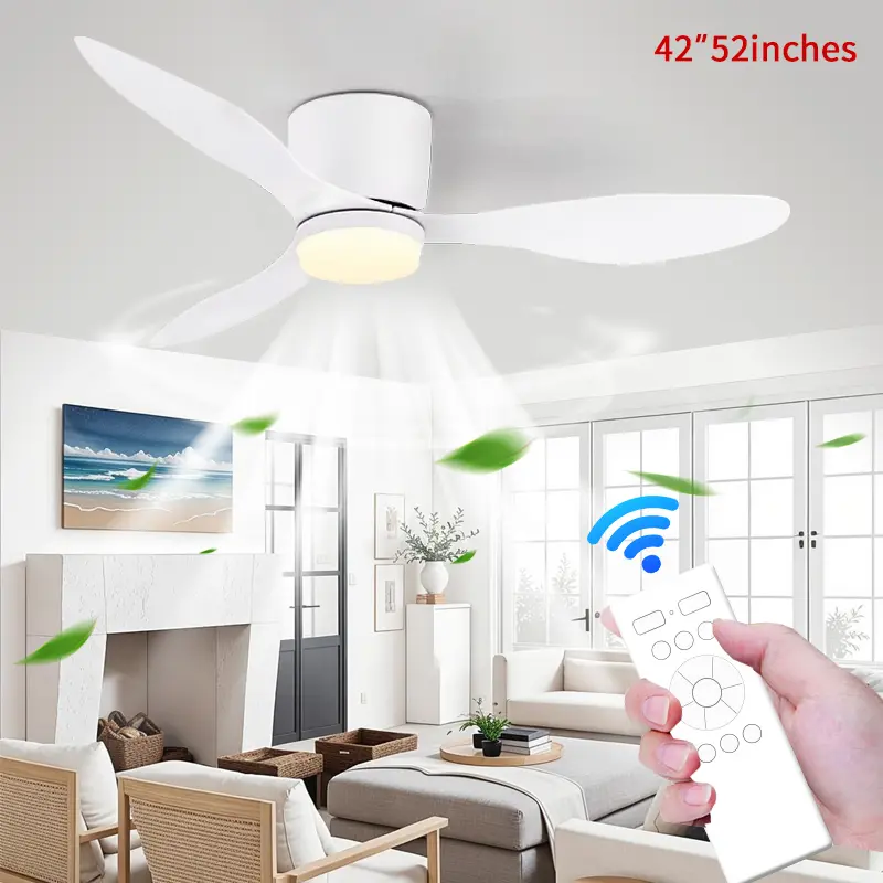 LED Ceiling Mounted Living Room Fan Light, Dining Room Decorative Ceiling Fan, 6-speed Wind Speed, Household Electric Fan Light