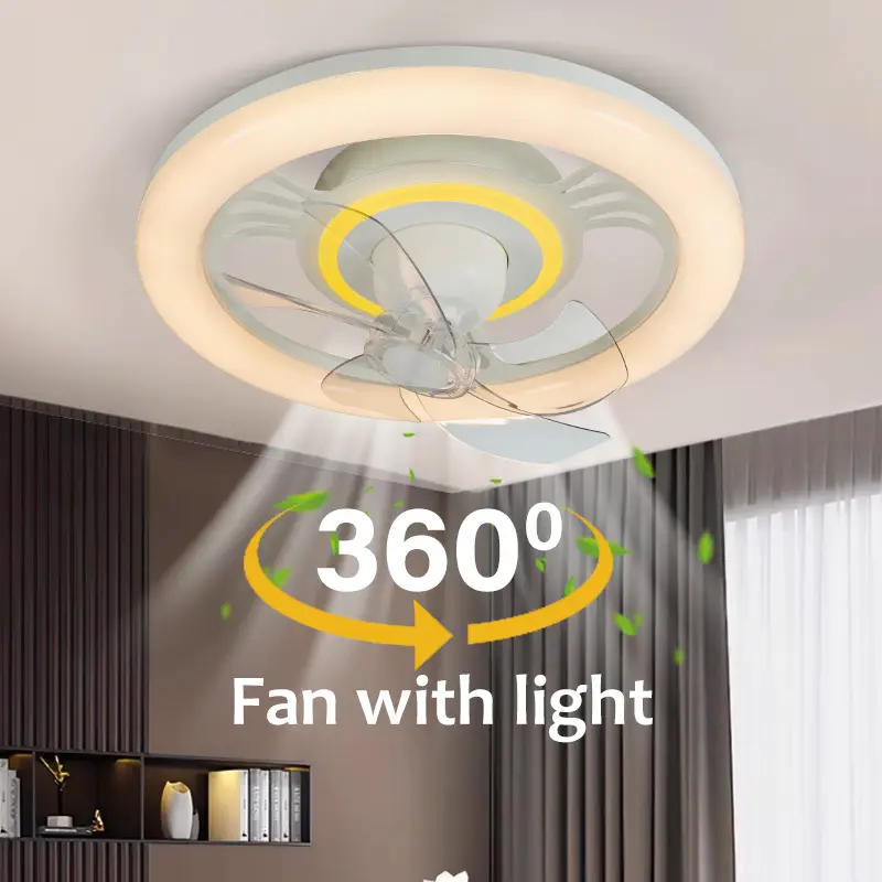 360 Shaking Head LED Ceiling Fan Ceiling Light with Remote Control Dimming Light for Home Bedroom Atmosphere Lighting Decoration