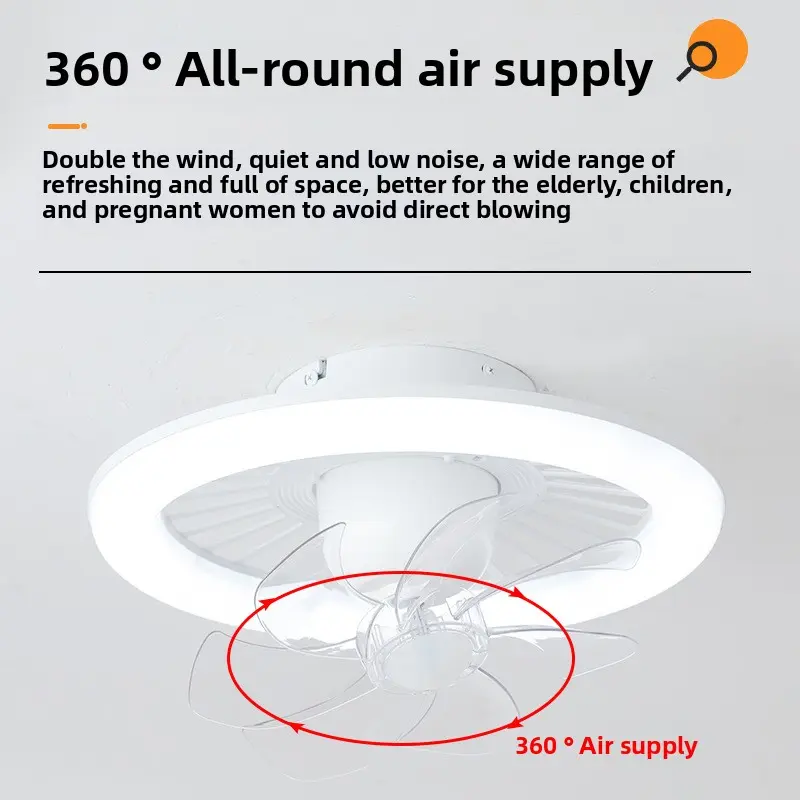 360 Shaking Head LED Ceiling Fan Ceiling Light with Remote Control Dimming Light for Home Bedroom Atmosphere Lighting Decoration