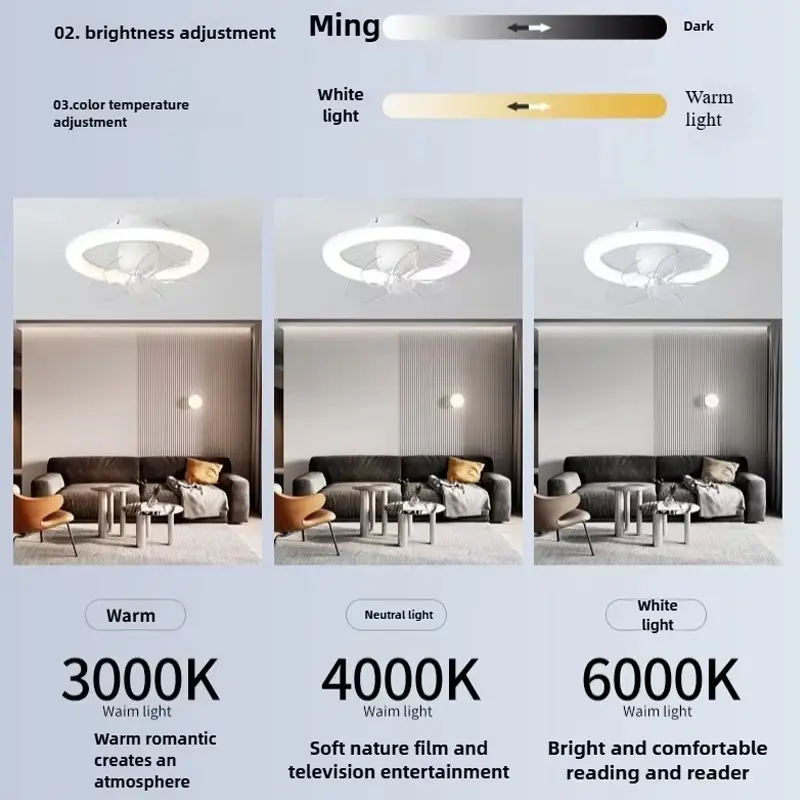 360 Shaking Head LED Ceiling Fan Ceiling Light with Remote Control Dimming Light for Home Bedroom Atmosphere Lighting Decoration