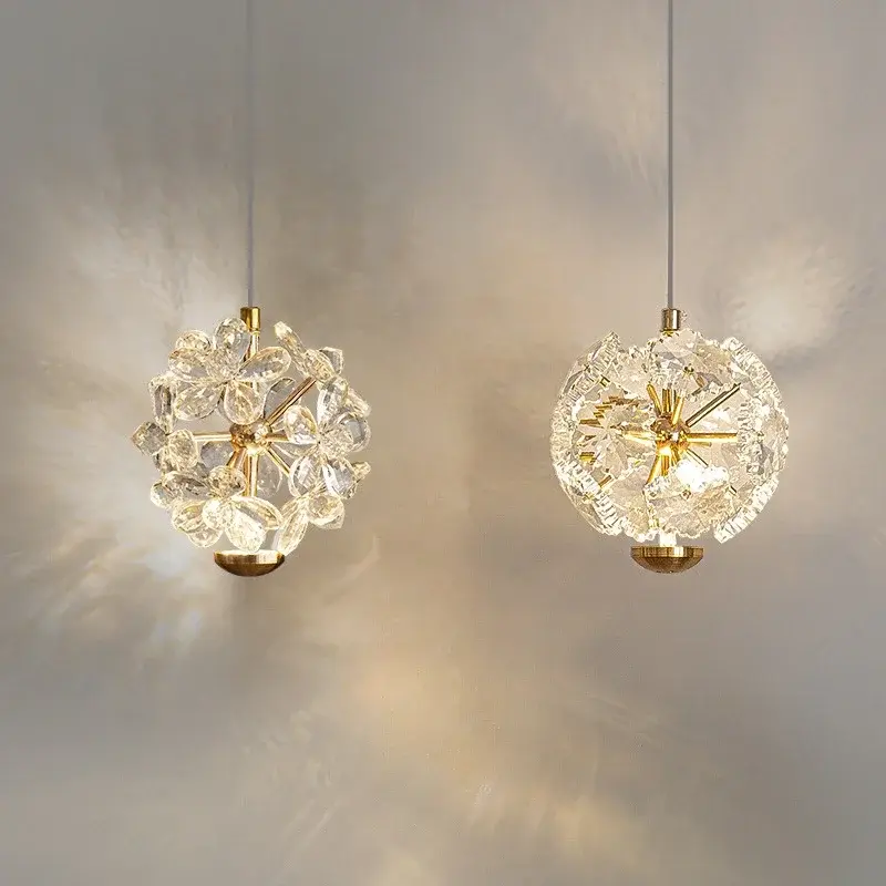 LED Imitation Crystal Headboard Pendant Lamp, Modern Creative Restaurant, Dining Room, Bedroom Hanging Line Lamp Indoor Lighting