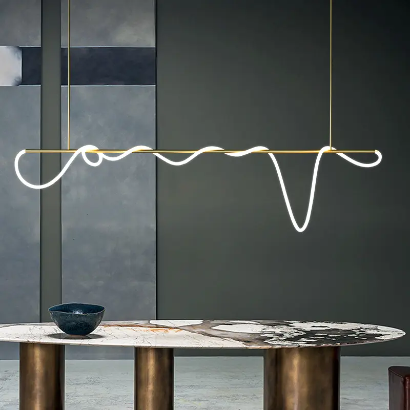 LED White decoration Strip Strip chandelier gold luxury postmodern lighting minimalist For living room loft designer chandelier