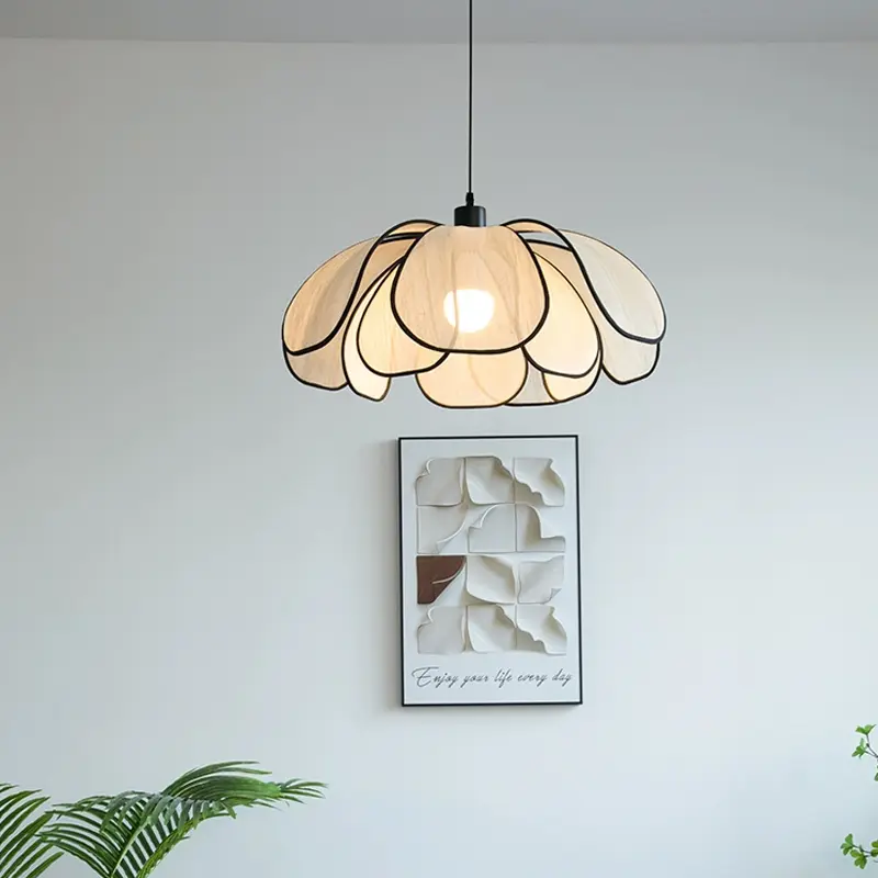 Nordic Petal Led Pendant Lights Wabi Sabi Chandelier for Living Room Bedroom Kitchen Cream Style Minimalist Led Pendant lamp