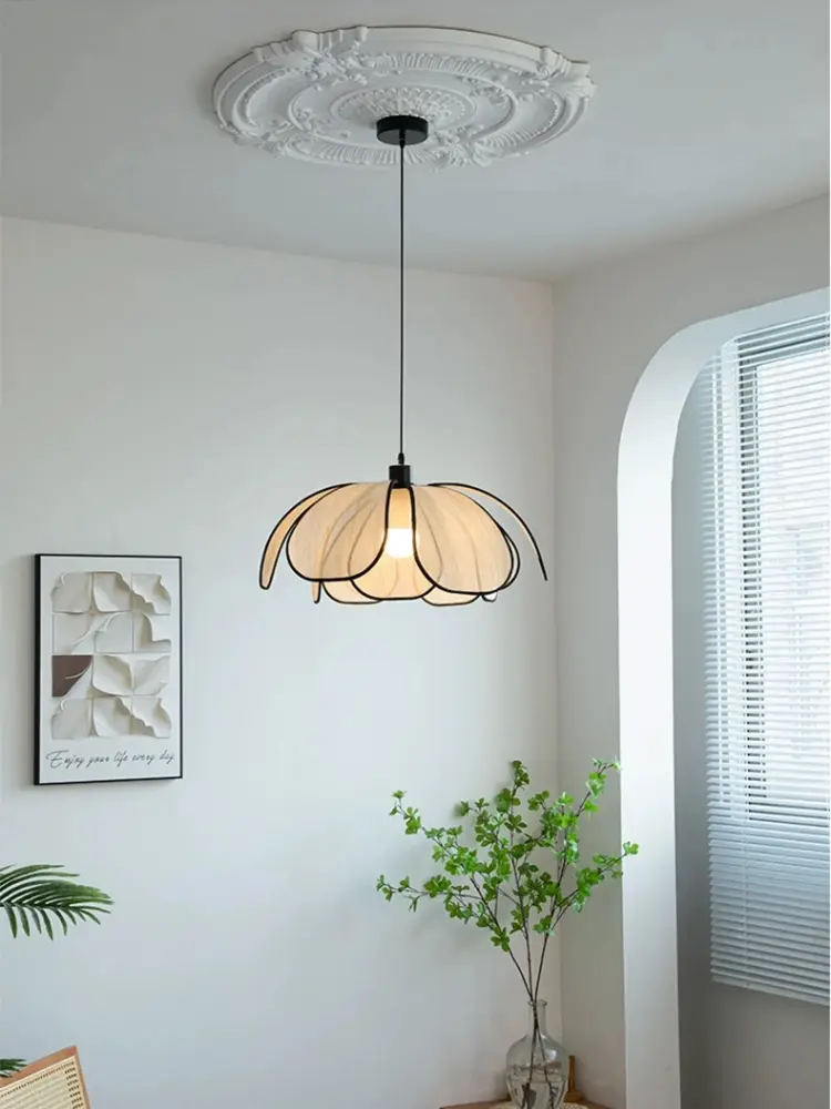 Nordic Petal Led Pendant Lights Wabi Sabi Chandelier for Living Room Bedroom Kitchen Cream Style Minimalist Led Pendant lamp